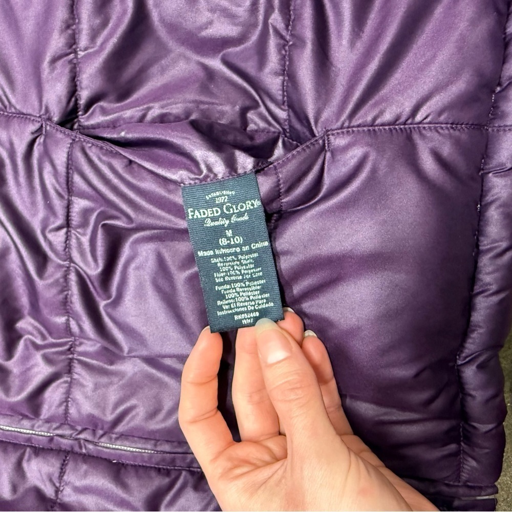 Faded Glory Reversible Puffer Jacket Y2K Quilted Streetwear - Picture 6 of 7